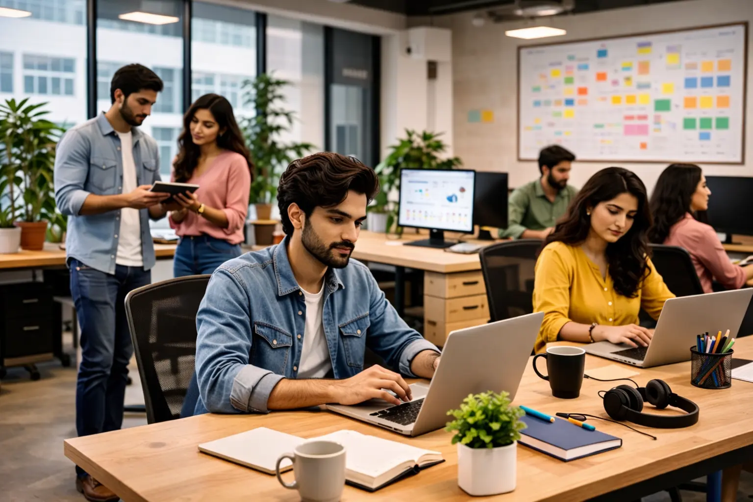 Social Media Management Team Working